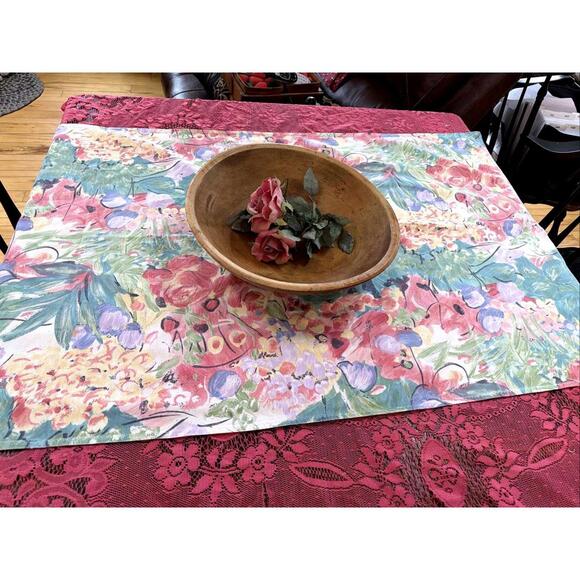 Reflections Other - Vtg Table Runner Pastel Floral Monet Style Farmhouse Spring Summer 29x52”